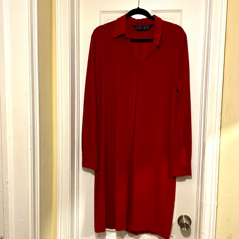 Red button down Norma Kamala dress